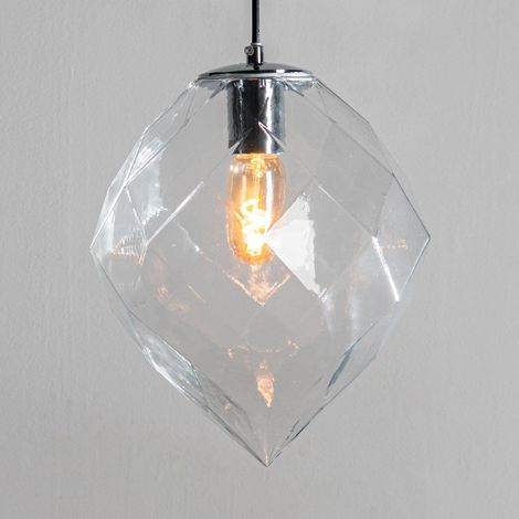 Design-Hängeleuchte aus transparentem Glas in Form eines Diamanten - Pinguetti