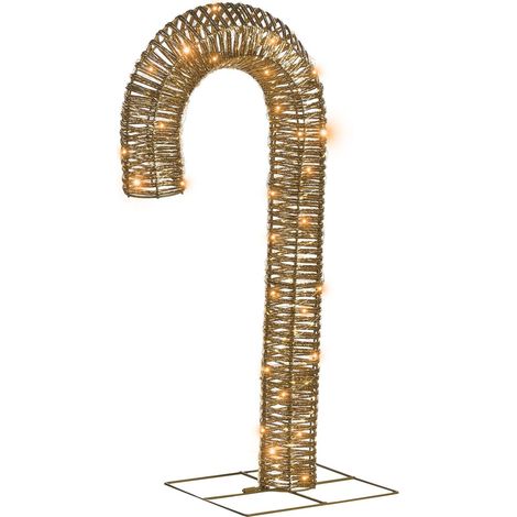 Décoration LED Extérieure Sucre d'Orge de Noël 74 cm Éclairage Jardin Ornement Doré Holmavik (1/5)