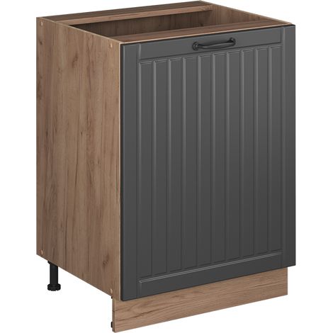 Mobiletto base cucina Fame-Line, Grigio scuro/Rovere dorato, 60 cm 1 anta senza piano di lavoro, Vicco (1/5)