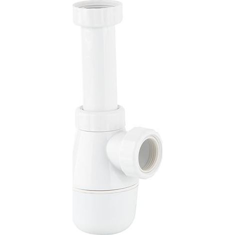 Siphon bouteille en PP sans tube mural ni rosace, diam. 32x11/4 hauteur pot 80 mm (1/2)