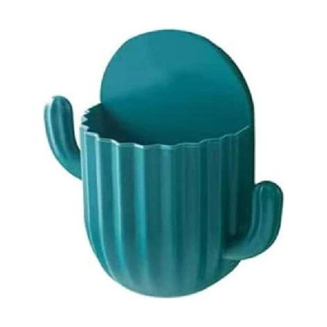 Portaspazzolino da parete autoadesivo, portaoggetti a forma di cactus senza soluzione di continuità, 5 verde 5 blu (1/3)