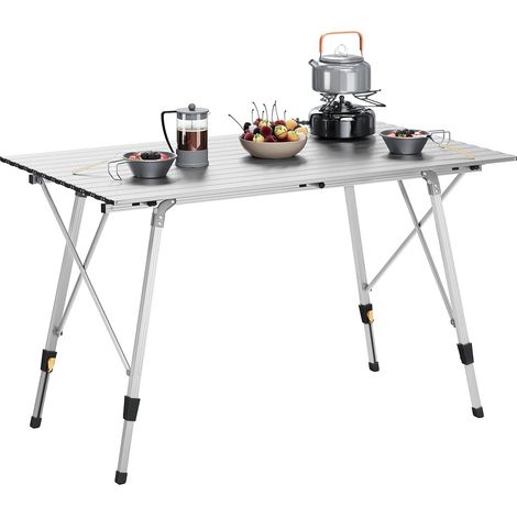 WOLTU Mesa de Camping Mesa Plegable Mesa de Jardín Mesa de Viaje Mesa de Balcón Aluminio con Bolsa de Transporte Altura Ajustable 120x68.5x59/78.5cm (1/5)
