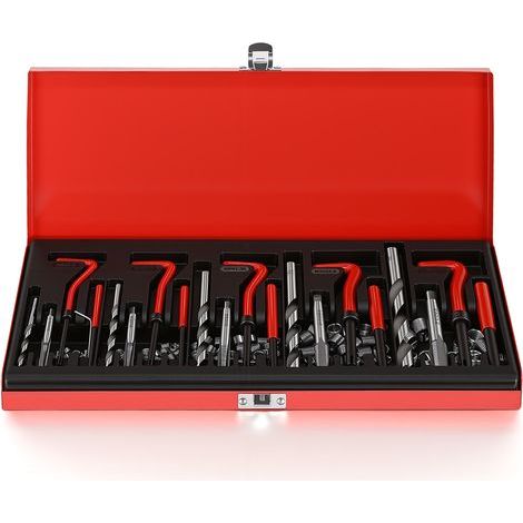 Complete Thread Repair Kit, M5 M6 M8 M10 M12, Inserts, Drill Bits, Taps, 131 Pieces (1/5)