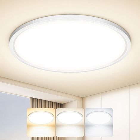 Round LED Ceiling Light 24W 2400LM Ultra-thin IP44 3 Color Temperatures for Living Room Bathroom Kitchen (1/5)
