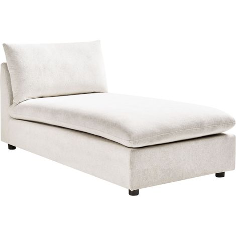 Chaise longue elegante tapicería de poliéster sin brazos muebles de salón blanco crema Vizille