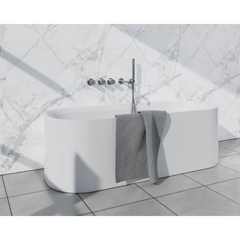 Fortifura Nebbio Ensemble combiné bain - robinet thermostatique - coude mural avec support de douchette - flexible de douche métallique - barre de (1/5)