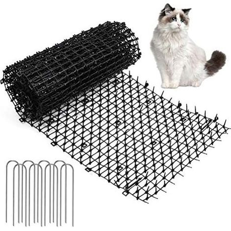 Katzenabwehrmatte 200 x 30 x 2,2 cm, Gartenabwehrmatte für Zäune mit 8 Metallspitzen zum Schutz von Gärten und Gemüsebeeten - (1/5)