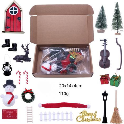 20-teiliges Weihnachtselfen-Tür-Miniatur-Weihnachtsset für Miniatur-Elfen, Weihnachtselfen-Zubehör, magische Tür, Elfentür für DIY-Weihnachtsdekoration (1/5)