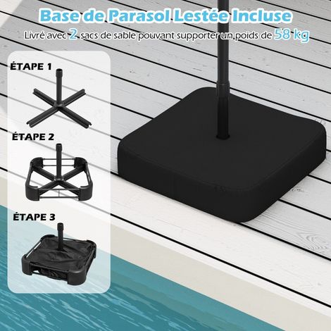 Double parasol with stand with UPF 50+ & crank parasol garden parasol patio parasol turquoise (1/5)