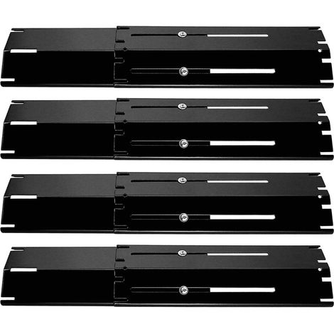 Lot de 4 plaques chauffantes universelles pour barbecue - Bouclier thermique en acier porcelaine - Longueur réglable - Extensible de 29,8 cm à 53,3 cm de long (1/5)