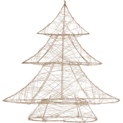 ECD Germany LED Deko Baum Weihnachten mit 20 warmweißen LEDs, 30 cm hoch, aus Metall, Gold, Weihnachtsbaum mit Beleuchtung & Timer, Innen, batteriebetrieben, Lichterbaum Tanne stehend Weihnachtsdeko