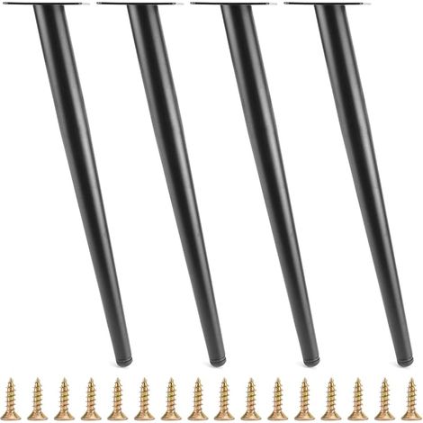 4 Pièces Pieds de Meuble en Acier 40cm, Pieds Inclinés avec Base Antidérapants pour Table Basse/Table de Chevet/Armoires/Chaises (1/4)
