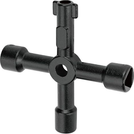 Clé universelle pour armoire électrique, clé utilitaire en croix multifonction pour plombier, électricien (noir) (1/5)