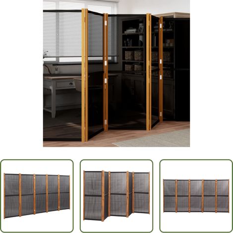 Cloison extérieure - Cloison de séparation 5 panneaux Noir 350x180 cm (1/5)