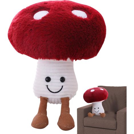 Cojín de respaldo de felpa con forma de hongo rojo, decorativo y funcional, regalo para niños