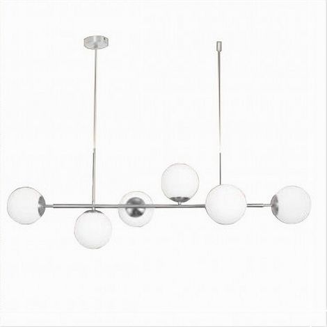 TrAdE Shop Traesio - Lampadario A Sospensione Argento Con 6 Sfere Bolle Bianche In Vetro Attacco G9 33733 -