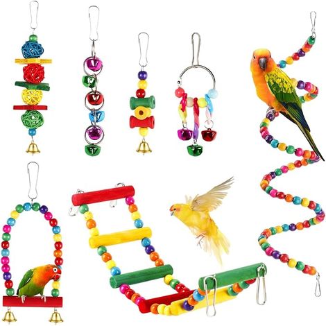 Natural Wooden Parrot Toy for Gabon Grey Parrot Toys for Birds Chew Toys for Birds Parakeets Cockatiels (1/5)