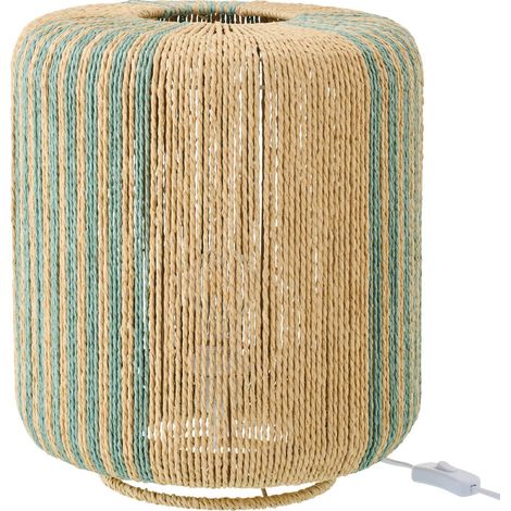 Lampe à Poser Corde "Chase" 39cm Turquoise & Naturel (1/5)