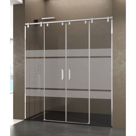 Box doccia FUTURA 2 fissi + 2 scorrevoli, Finiture: Frost - Estensione: 132 a 142 cm (1/3)