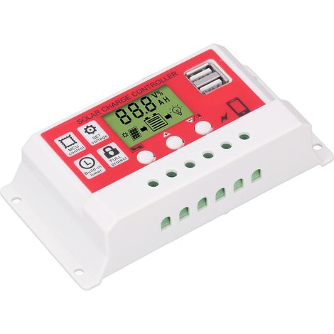 Régulateur Solaire PWM 30A 12V/24V pour Batterie Li-ion avec Affichage LCD - Contrôleur de Charge Photovoltaïque (1/5)
