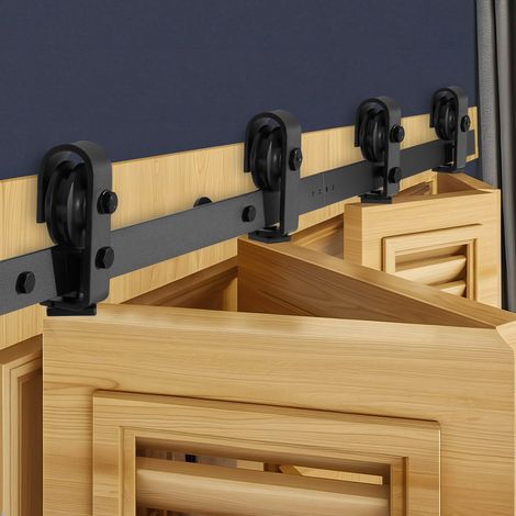 Kit Quincaillerie de Porte Grange Coulissante Pliante, 1320,8 mm, Rail Simple Robuste, Montage par Haut, Coulissement Fluide, pour 4 Portes 30,48 cm de Placard, Buanderie, Porte Non Incluse (1/5)