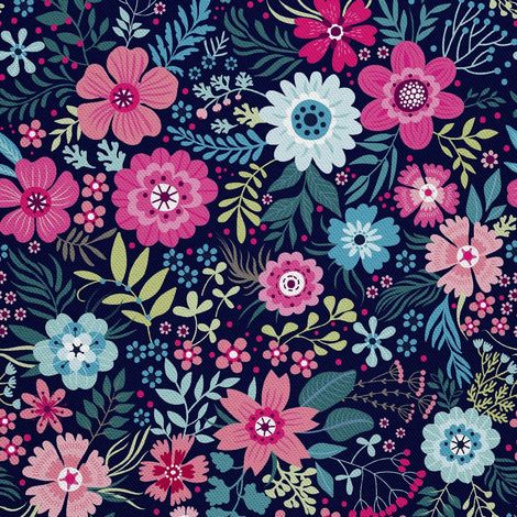 Tela decorativa para exteriores Oxford - motivo de pequeñas flores coloridas I DX444 (1/5)