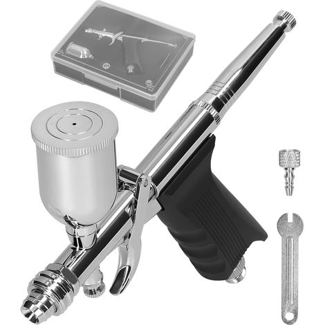 Kit aérographe T217BA : aérographe portatif avec godets de peinture de 15 cm³ pour maquettes de voitures, peinture DIY, maquillage, nail art et décoration de gâteaux. (1/5)
