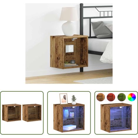 LED-Licht - Schwimmendes Regal mit LED-Licht 2 pcs Braun 40 x 28,5 x 40 cm (1/5)