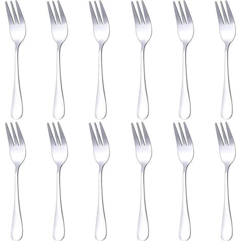 12 Dessert Forks Fork Fruit Salad Fork Cutlery Stainless (1/5)