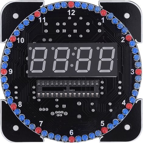 DIY-LED-Digitaluhr-Bausatz mit Rotationssteuerung und Temperaturanzeige – USB-Kabel inklusive – blaues Zifferblatt (1/3)