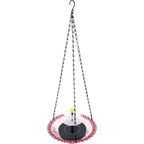 Fontaine suspendue pour oiseaux, alimentée à l'énergie solaire, pour jardin extérieur, violette (1/5)