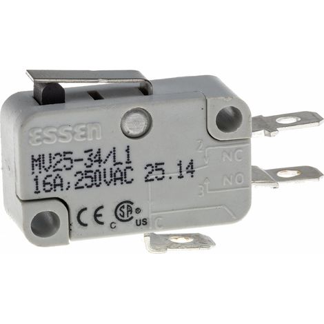 Microrupteur RS PRO Levier court, 1 RT, 16 A @ 250 V c.a., Connexion rapide 250V c.a. ( Prix pour 1 )