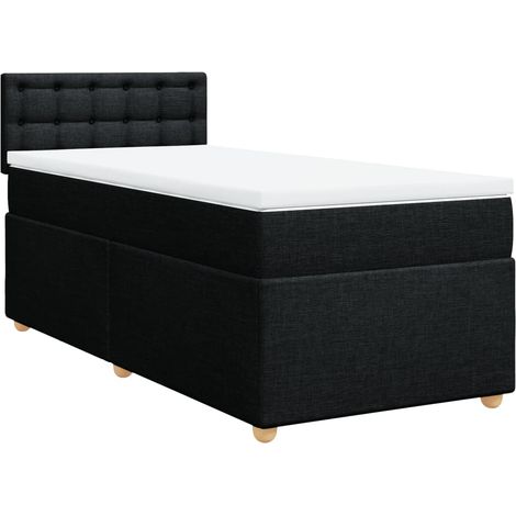 Lit simple Lit adulte Sommier à lattes de lit avec matelas Noir 100x200 cm Tissu