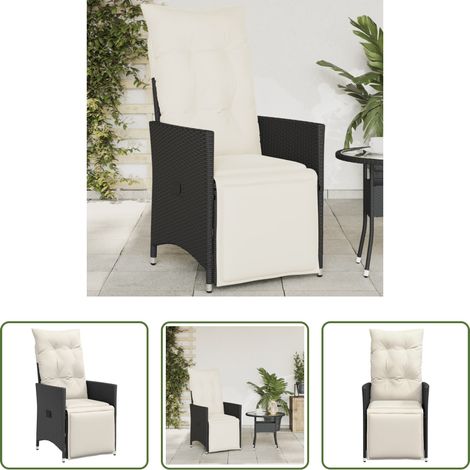 Chaise inclinable - Chaise inclinable de jardin avec coussins noir résine tressée (1/5)