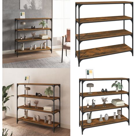 Bibliothèque Chêne fumé 100x33x100cm Bois d'ingénierie et acier - Bibliothèque Industrielle - Étagère Murale - Rangement Intérieur - Meuble Tv - Bibliothèque Moderne - Home & Living (1/5)