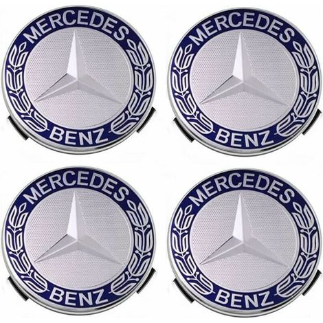 Lot de 4 cache-moyeux compatibles avec Mercedes Benz 75 mm - Bleu (1/5)