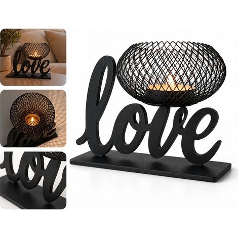 1 Piece Lanterne Chandelier Fer Forge Lettres LOVE Noir 16 x 11,2 x 12 cm 0,25 kg Decoration Romantique Table Mariage (1/5)