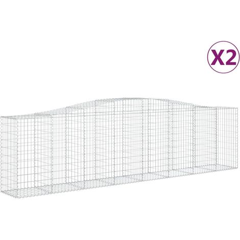 Paniers à gabions arqués 2 pcs  Mur en gabion 400x50x100/120 cm Fer galvanisé