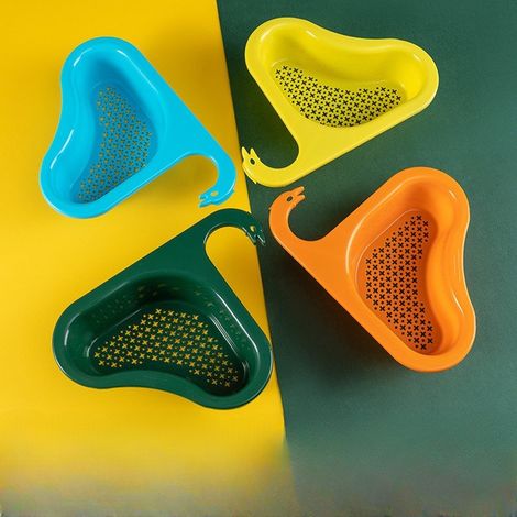 4 paniers triangulaires avec crochets, égouttoirs en plastique colorés – (1/5)