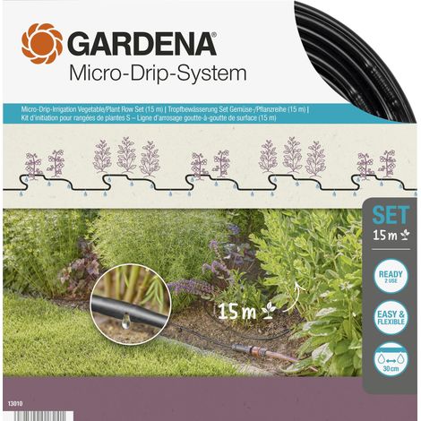GARDENA Kit irrigazione a goccia: set completo con tubo gocciolante15 m Micro-Drip-System (13010-20)