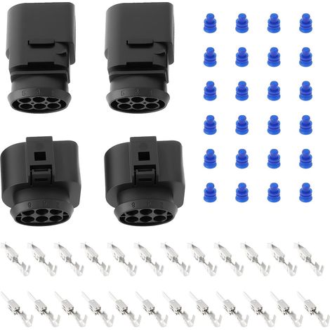 Lot de 2 Connecteurs de Réparation Automobile 1J0973733 Compatible avec VW Le Faisceau de Câbles du Moteur de L'unité de Commande du Capteur (1/5)