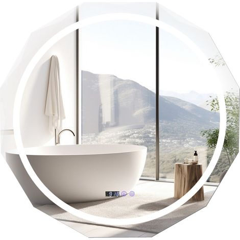 Specchio da parete per bagno 76 x 76 x 3,5 cm antiappannamento funzione memory 3 colori design in vetro 200012847