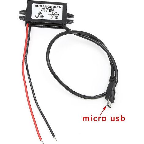 Module convertisseur CC pour chargeur de voiture 12 V vers 5 V, adaptateur secteur avec sortie micro USB 3 A 15 W YW