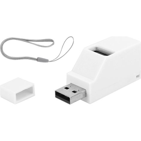 Hub USB 2.0 3 en 1 Multiprise Mini Extenseur ABS Prise Directe Accessoire Ordinateur Blanc (1/5)