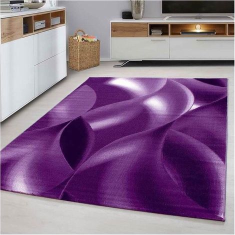 Tapis courbe moderne à courtes mèches Zilfa Lilas 80x150 (1/5)