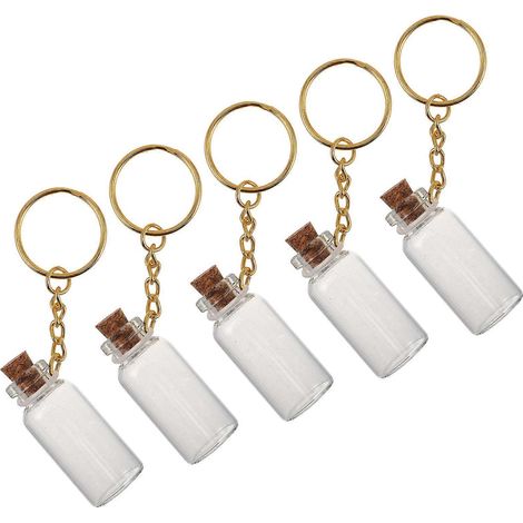 Lot de 5 mini bouteilles en verre avec bouchons en liège, petits pots pour loisirs créatifs, cadeaux de mariage, décorations de fête et d'intérieur. Récipients en verre transparents avec couvercles. (1/5)