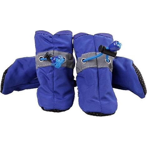 Protection des pattes de chien, chaussures d'hiver antidérapantes pour chien, avec bande réfléchissante, convenant aux chiens de petite, moyenne et grande taille. Ensemble bleu de 4 pièces (1/5)