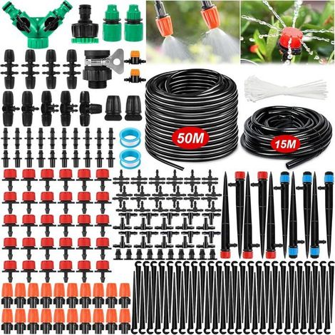 HOXILEELEO - Système d'irrigation Jardin,263Pc Kit d'irrigation Goutte,Kit d'irrigation Goutte à Goutte Automatique avec50+15m Tuyau,Kit arrosage (1/5)