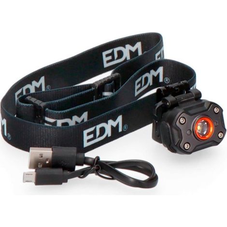Linterna Frontal LED EDM 8W 400Lm Recargable 36417