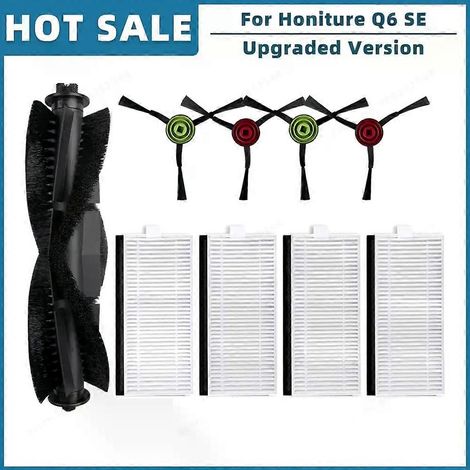 S'applique aux pièces de rechange et accessoires pour aspirateur robot Honiture Q6 SE : brosse latérale principale, filtre HEPA, sac à poussière et serpillière (ensemble B). (1/5)